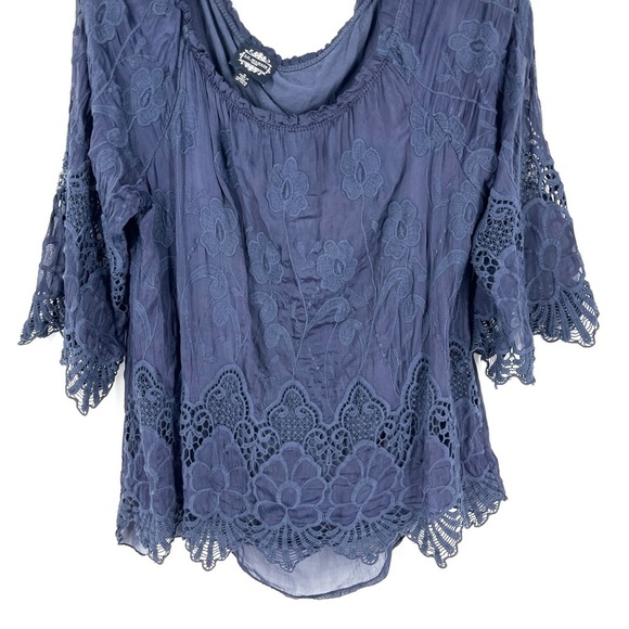 Le Marais Paris 100% Silk Blue Blouse Size M - Picture 4 of 9